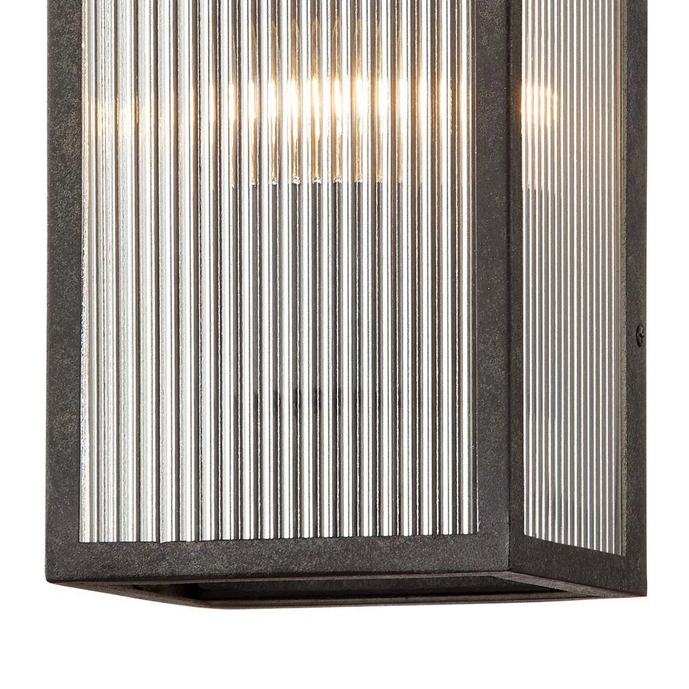 Tisoni 1-Light French Iron Wall Sconce with Clear Ribbed Glass by Troy Lighting 4 Tisoni 1-Light French Iron Wall Sconce with Clear Ribbed Glass by Troy Lighting - Image 2