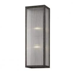 Tisoni 23 in. 2-Light French Iron Wall Sconce with Clear Ribbed Glass Shade by Troy Lighting