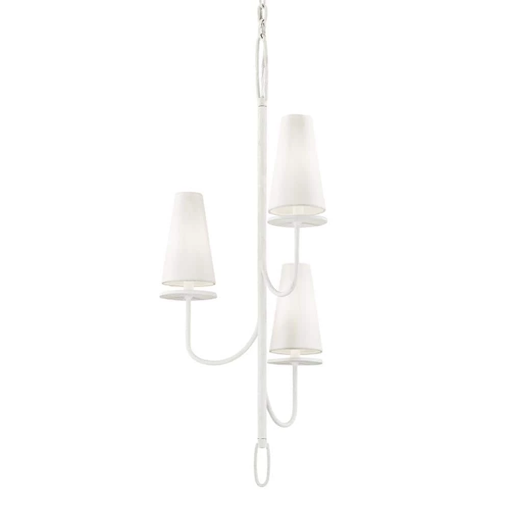 Marcel 3-Light Gesso White 18.25 in. D Chandelier with Off-White Hardback Cotton Shade by Troy Lighting 3 Marcel 3-Light Gesso White 18.25 in. D Chandelier with Off-White Hardback Cotton Shade by Troy Lighting