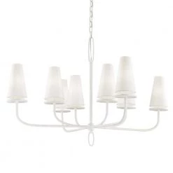 Marcel 8-Light Gesso White 43.25 in. D Chandelier with Off-White Hardback Cotton Shade by Troy Lighting