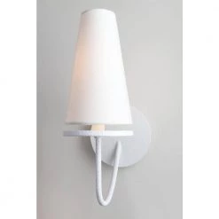 Marcel 1-Light Gesso White 14.25 in. H Wall Sconce with Off-White Hardback Cotton Shade by Troy Lighting -Troy Lighting Sales gesso white troy lighting wall sconces b6281 4f 1000