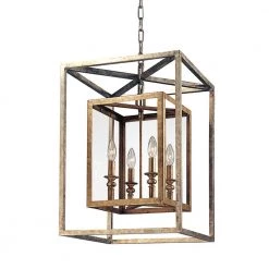 Morgan 4-Light Gold Silver Leaf Pendant by Troy Lighting