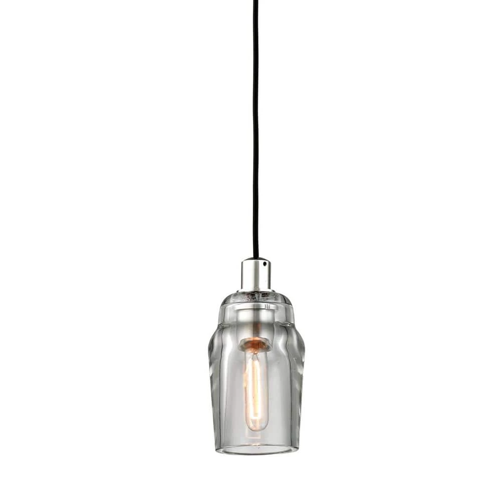 Citizen 1-Light Graphite and Polished Nickel Mini Pendant with Clear Pressed Glass Shade by Troy Lighting 3 Citizen 1-Light Graphite and Polished Nickel Mini Pendant with Clear Pressed Glass Shade by Troy Lighting