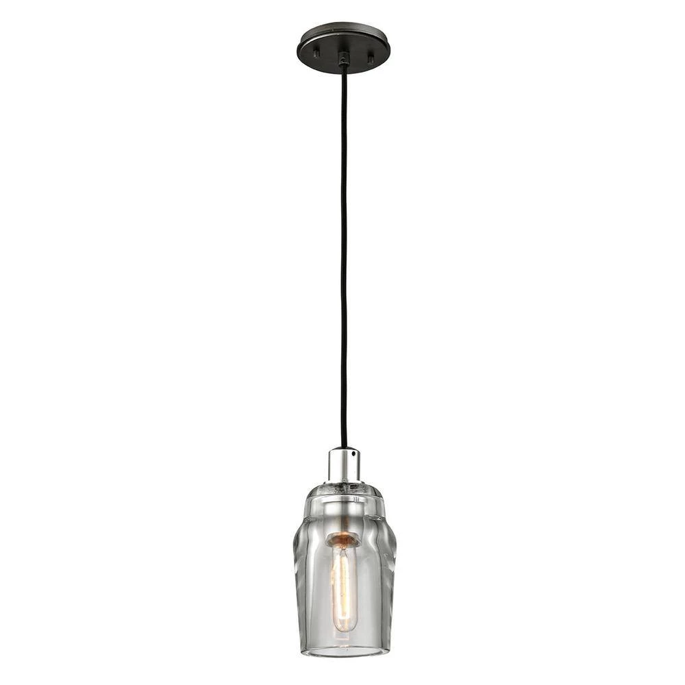 Citizen 1-Light Graphite and Polished Nickel Mini Pendant with Clear Pressed Glass Shade by Troy Lighting 4 Citizen 1-Light Graphite and Polished Nickel Mini Pendant with Clear Pressed Glass Shade by Troy Lighting - Image 2