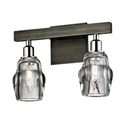 Citizen 2-Light Graphite and Polished Nickel Bath Light with Clear Pressed Glass Shade by Troy Lighting