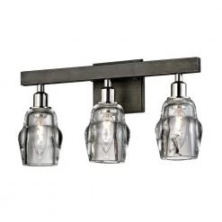 Citizen 3-Light Graphite and Polished Nickel Bath Light with Clear Pressed Glass Shade by Troy Lighting