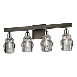 Citizen 4-Light Graphite and Polished Nickel Bath Light with Clear Pressed Glass Shade by Troy Lighting