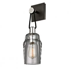 Citizen 1-Light Graphite and Polished Nickel Tall Bath Light with Clear Pressed Glass Shade by Troy Lighting