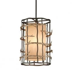 Adirondack 3-Light Graphite And Silver Leaf Pendant by Troy Lighting