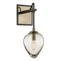 Brixton 1-Light Gunmetal 15 in. H Wall Sconce with Clear Glass by Troy Lighting