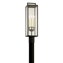 Beckham 3-Light Forged Iron 23.75 in. H Outdoor Post Light with Clear Glass by Troy Lighting