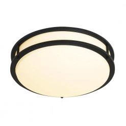 14 in. 1-Light Matte Black Selectable Dimmable LED Flush Mount by EnviroLite