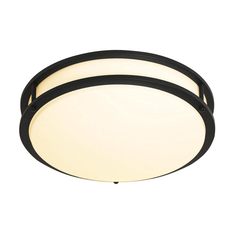 16 in. 1-Light Matte Black Selectable Dimmable LED Flush Mount by EnviroLite 3 16 in. 1-Light Matte Black Selectable Dimmable LED Flush Mount by EnviroLite