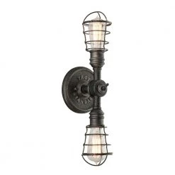 Conduit 2-Light Old Silver Wall Sconce by Troy Lighting