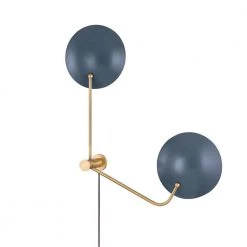 Leif 2-Light Patina Brass Slate Blue Plug-in Sconce by Troy Lighting