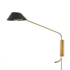 Sacramento 1-Light Patina Brass Soft Black Plug-in Sconce by Troy Lighting