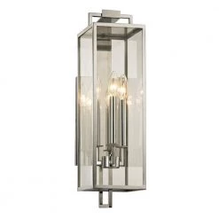 Beckham 3-Light Polished Stainless 21.5 in. H Outdoor Wall Mount Sconce with Clear Glass by Troy Lighting