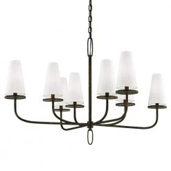 Marcel 8-Light Pompeii Bronze 43.25 in. D Chandelier with Off-White Hardback Cotton Shade by Troy Lighting