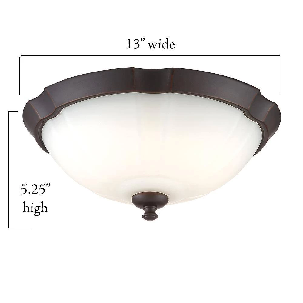 13 in. 120-Watt Equivalent Royal Bronze 3000K CCT LED Ceiling Light Flush Mount with Frosted White Glass Shade by EnviroLite 6 13 in. 120-Watt Equivalent Royal Bronze 3000K CCT LED Ceiling Light Flush Mount with Frosted White Glass Shade by EnviroLite - Image 4