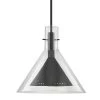 1-Light Satin Black Pendant with Glass Clear Shade by Troy Lighting