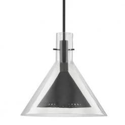 1-Light Satin Black Pendant with Glass Clear Shade by Troy Lighting
