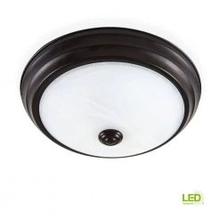 11 in. Satin Bronze Integrated 2700K CCT LED Ceiling Light Flush Mount with Alabaster Glass by EnviroLite -Troy Lighting Sales satin bronze envirolite flush mount lights evled502c 34 66 1000