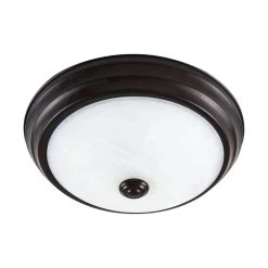 Satin Bronze Dimming LED Flush Mount with Alabaster Glass by EnviroLite