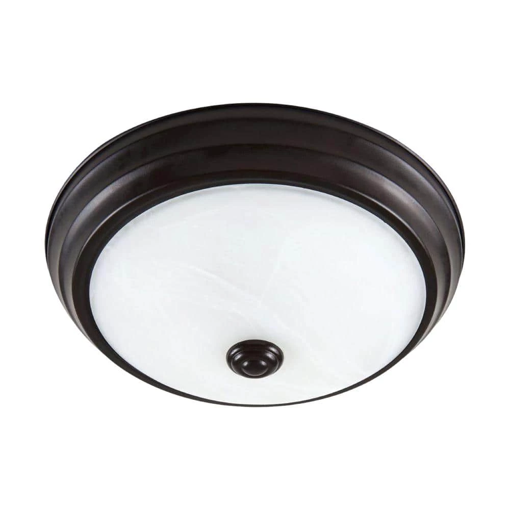 Satin Bronze Dimming LED Flush Mount with Alabaster Glass by EnviroLite 3 Satin Bronze Dimming LED Flush Mount with Alabaster Glass by EnviroLite