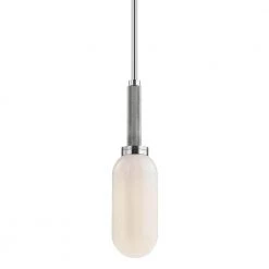 Annex 1-Light Silver and White Anodized Aluminum Cylinder Pendant with Glass Shade by Troy Lighting