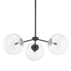 Madrid 3-Light Soft Black Clear Chandelier with Clear Glass Shade by Troy Lighting