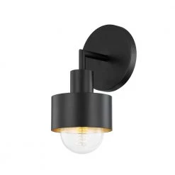 North 1-Light Soft Black/Gold Leaf Wall Sconce by Troy Lighting