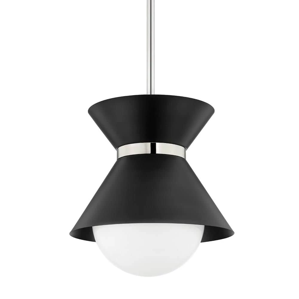 Scout 1-Light Soft Black Polished Nickel, Opal Shiny Cone Pendant by Troy Lighting 3 Scout 1-Light Soft Black Polished Nickel, Opal Shiny Cone Pendant by Troy Lighting