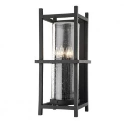 Carlo 4-Light Textured Black, Clear Seeded Wall Sconce by Troy Lighting
