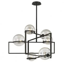 Elliot 6-Light Textured Black 30 in. W Pendant with Clear Glass by Troy Lighting -Troy Lighting Sales textured black troy lighting chandeliers f6226 1f 1000