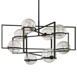 Elliot 8-Light Textured Black 44 in. W Pendant with Clear Glass by Troy Lighting