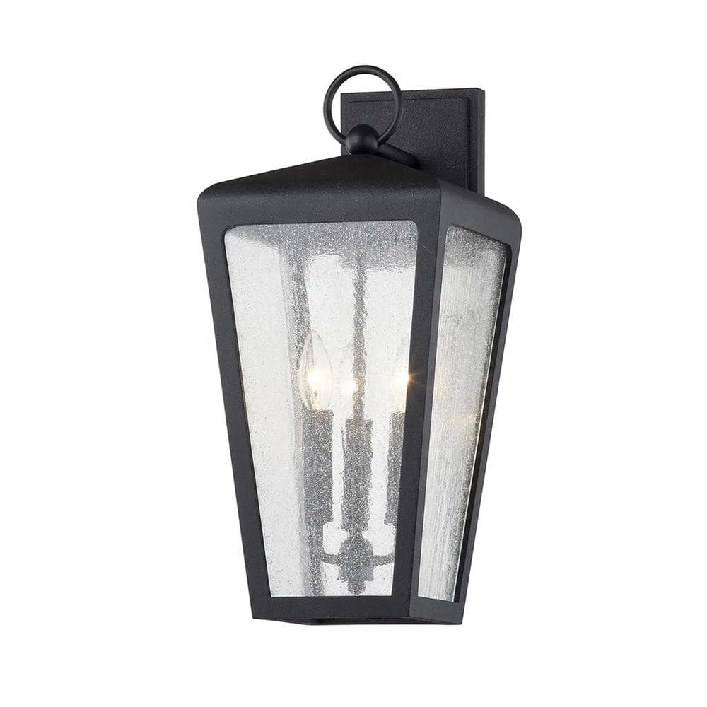 Mariden 3-Light Textured Black Wall Sconce with Clear Seeded Glass Shade by Troy Lighting 3 Mariden 3-Light Textured Black Wall Sconce with Clear Seeded Glass Shade by Troy Lighting