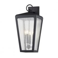 Mariden 4-Light Textured Black Wall Sconce with Clear Seeded Glass Shade by Troy Lighting