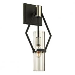 Raef 1-Light Textured Black 16 in. H Wall Sconce with Clear Glass by Troy Lighting