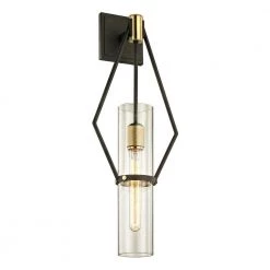 Raef 1-Light Textured Bronze 25.5 in. H Wall Sconce with Clear Glass by Troy Lighting