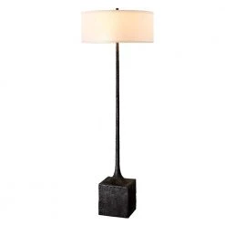 Brera 64.5 in. 3-Light Tortona Bronze Floor Lamp with White Linen Shade by Troy Lighting