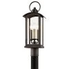 Chaplin Hardwired Vintage Bronze 4x4 LED In-Ground Deck Post 3-Light with Clear Glass Shade by Troy Lighting -Troy Lighting Sales vintage bronze troy lighting deck post lights p7445 64 1000