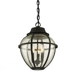 Bunker Hill Vintage Bronze 3-Light 13 in. W Outdoor Hanging Light with Clear Seeded Glass by Troy Lighting