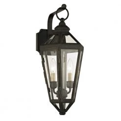 Calabasas 2-Light Vintage Bronze 20.25 in. H Outdoor Wall Lantern Sconce with Clear Glass by Troy Lighting