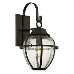 Bunker Hill 1-Light Vintage Bronze 18.25 in. H Outdoor Wall Lantern Sconce with Clear Seeded Glass by Troy Lighting