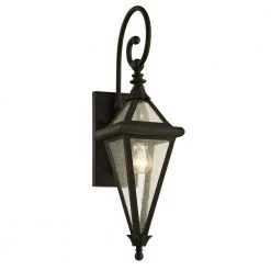 Geneva 1-Light Vintage Bronze 23.5 in. H Outdoor Wall Lantern Sconce with Clear Seeded Glass by Troy Lighting