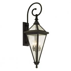 Geneva 4-Light Vintage Bronze 37.5 in. H Outdoor Wall Lantern Sconce with Clear Seeded Glass by Troy Lighting