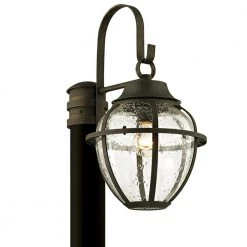 Bunker Hill 1-Light Vintage Bronze 18.25 in. H Outdoor Post Light with Clear Seeded Glass by Troy Lighting