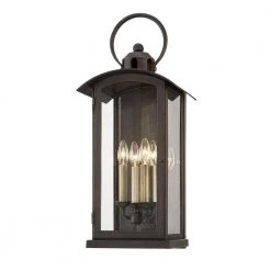 Chaplin 4-Light Vintage Bronze Wall Sconce with Clear Glass Shade by Troy Lighting