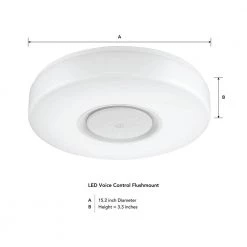 15 in. Adonis White Voice Control Selectable CCT LED Round Ceiling Light Flush Mount by EnviroLite -Troy Lighting Sales white envirolite flush mount lights ev1563rww 06 76 1000