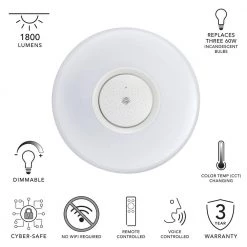 15 in. Adonis White Voice Control Selectable CCT LED Round Ceiling Light Flush Mount by EnviroLite -Troy Lighting Sales white envirolite flush mount lights ev1563rww 06 d4 1000